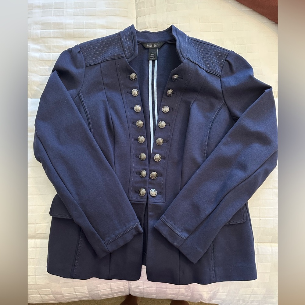 White House Black Market Dark Blue Military Blazer - Picture 10 of 13